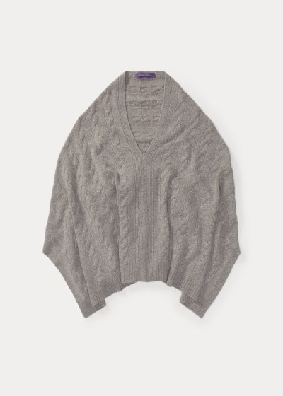 Poncho Ralph Lauren Mujer Grises - Cable Cashmere - GASIJ9154